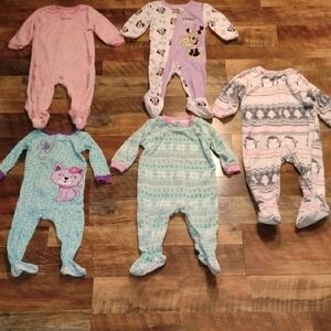 12 Month Girls Footies Pajamas